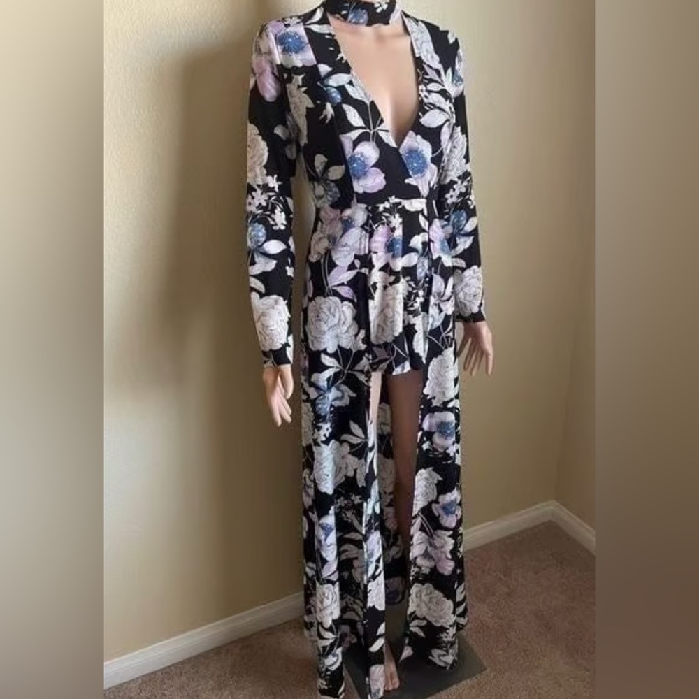 L'ATISTE Black Floral Jumpsuit